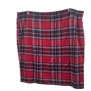 Red Plaid Skirt Below Knee Black White‎ Career Casual Party